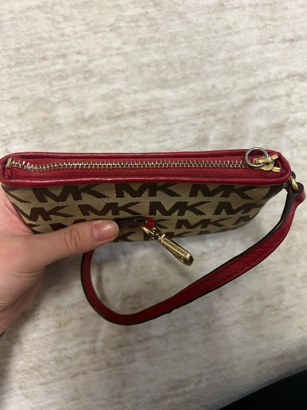Michael Kors 🤎❤️👛 JetSet Signature Jacquard Wristlet Wallet - Picture 3 of 7